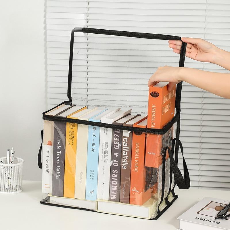 1/2Pcs Large Capacity Foldable Transparent Waterproof Storage Box for Student Dormitory Classroom Home Book Organizing