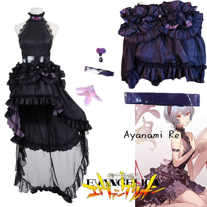 Rei Ayanami Evangelion Same Cosplay Costume Luxury Gown Halloween Party Up Dress