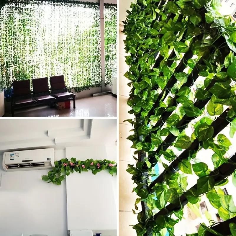 100/2M Artificial Green Ivy Vine Garland Fake Leaf Plants Rattan Hanging Creeper Garlands for Garden Wedding Party Wall Decors