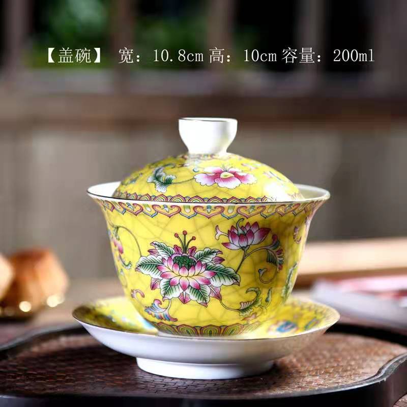 Large Ceramic Teapot Set with Hand Painted Flowers Home Tea Brewing Kungfu Tea Kit with Handle