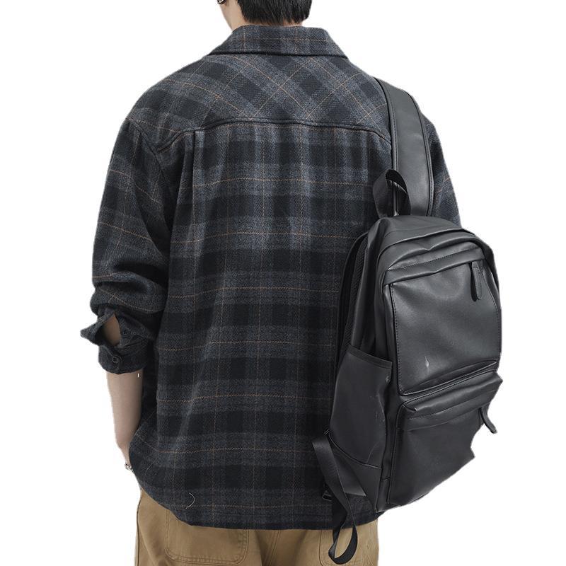 Neue Japanische Retro Karo Jacke Locker Lässiges Herren Langarmhemd Amerikanischer Stil