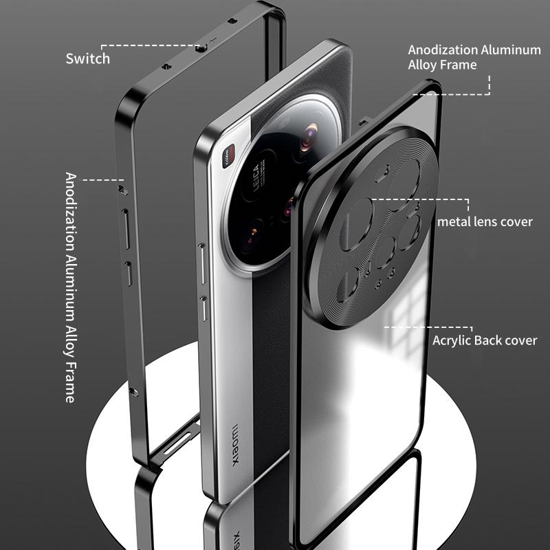 Elastic Snap Magnetic Metal Bumper Frame Case For Xiaomi 15 Ultra 5G 6.73" Clear Frosted PC Lens Protection Back Cover