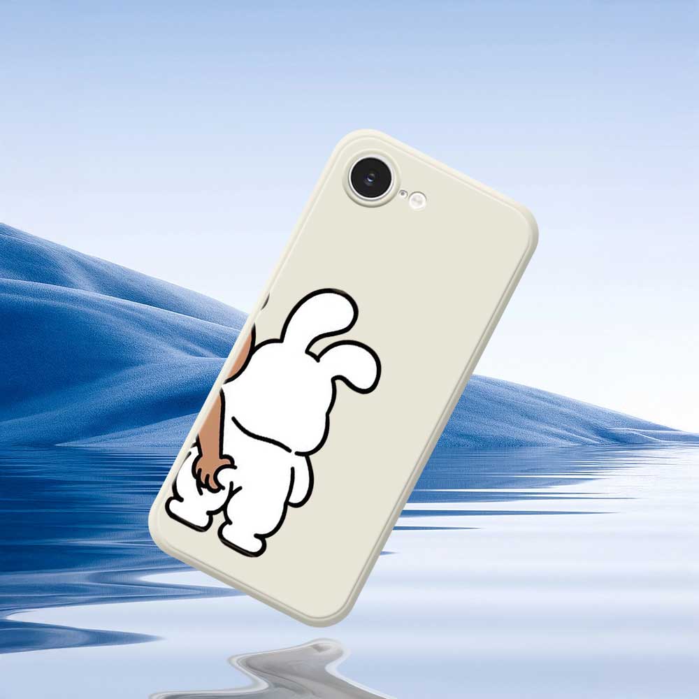For iPhone 16e Case Pinch Rabbit Butt Pattern Printing Straight Edge TPU Phone Back Cover