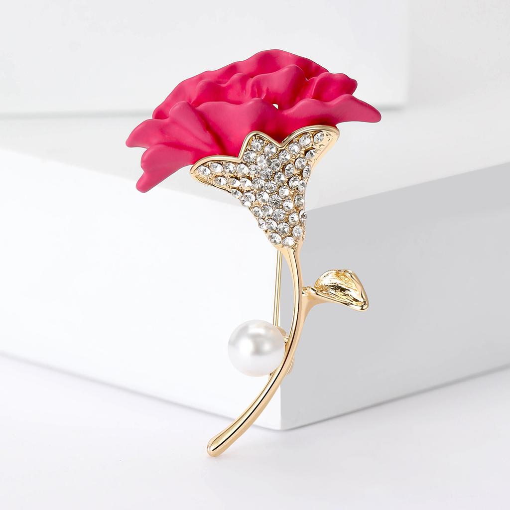 Mother's Day Enamel Carnation Brooch for Women Unisex Botanical Flower Pins Event Funny Luxury Gifts New Year Friends Decoration