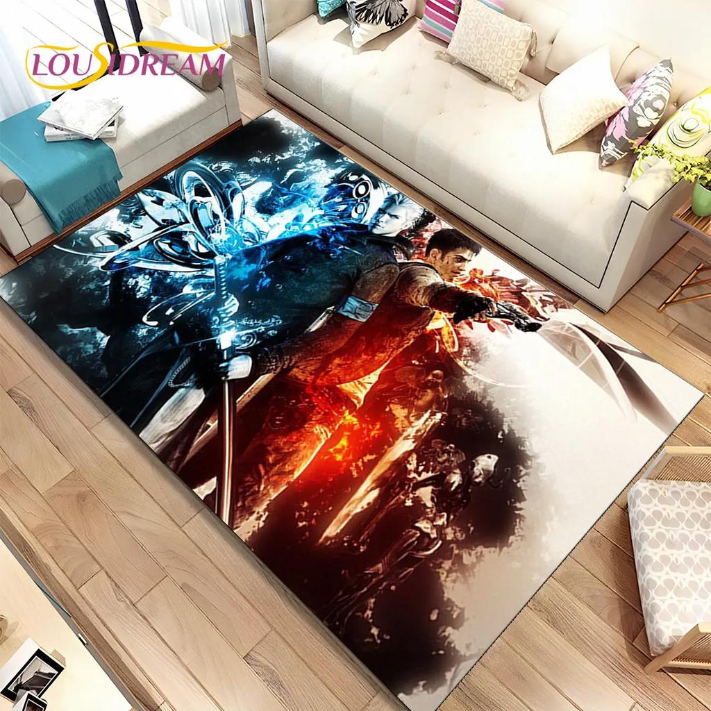 Tapis de jeu 3D HD D-Devil May Cry DMC, Tapis de sol pour salon, chambre à coucher, canapé, paillasson décoratif, tapis de sol antidérapant pour enfants