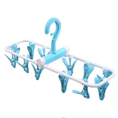 12 Clips Foldable Underwear Socks Clothes Hanger Laundry Airer Drying Rack