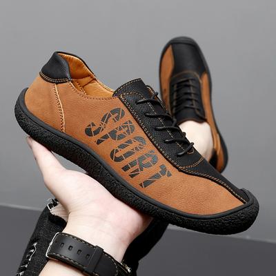 Sommer Hochwertige Herren Freizeitschuhe Leder Outdoor Walking Schnür-Sneakers Mode Männlich Freizeit Urlaub Weiche Fahrschuhe