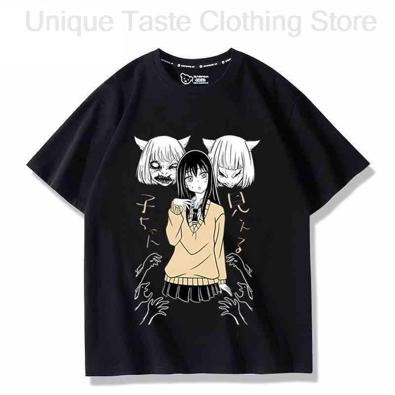 

Anime Mieruko Chan T Shirt Fashion Cartoon Print Summer Cotton Short Sleeve Tee Tops Unisex Women Harajuku Hip Hop Street Tshirt 4XL