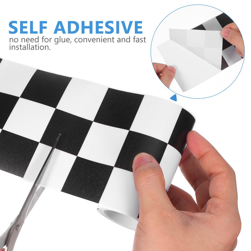 1 Roll Bulletin Board Borders Checkered Wall Sticker Bathroom Wall Stickers Skirting Line Decal Decorative Bulletin Board Trim