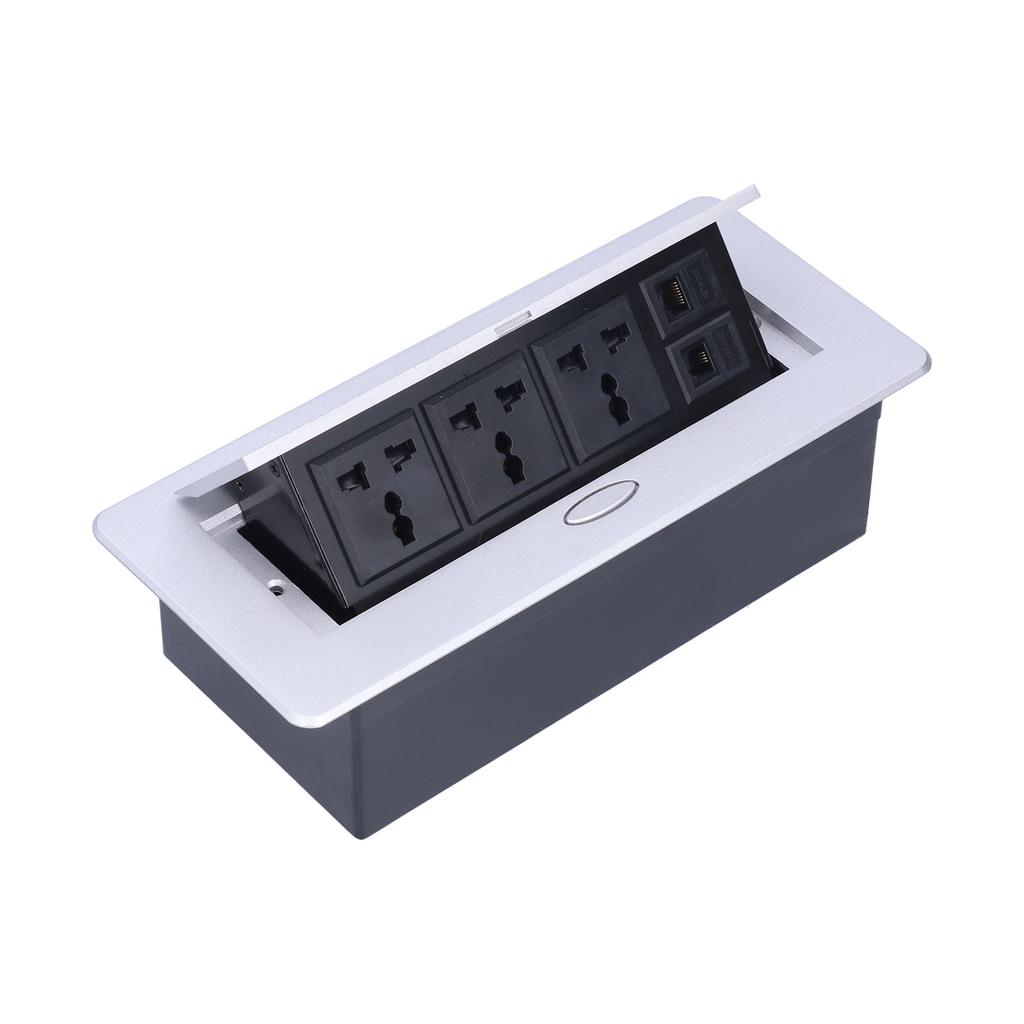 Floor Electrical Socket Embedded 3 Hole Outlet with Computer Telephone Interface 250V 13A