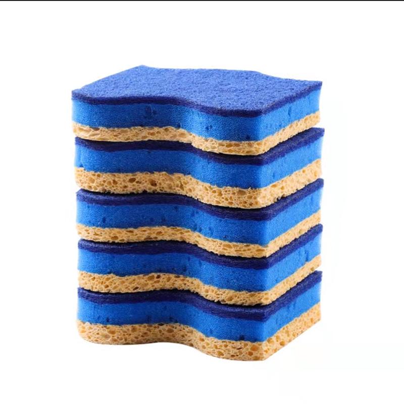 Non-Oily, Absorbent Wood Pulp Cotton Sponge Pad: Three-Layer Wave Cleaning Pad for Dishwashing