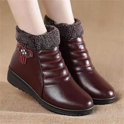 MAITA Plush Fleece Boots Winter Warm Short Cotton Boots Waterproof Non-slip Platform Mother Shoes