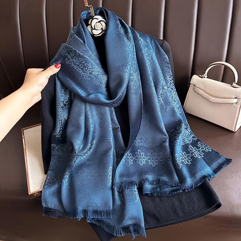 New Brand Summer Women's Hijabs Floral Shinny Gold Wire Shawls Party Scarves Sun Protection Viscose Wraps Beach Headscarf