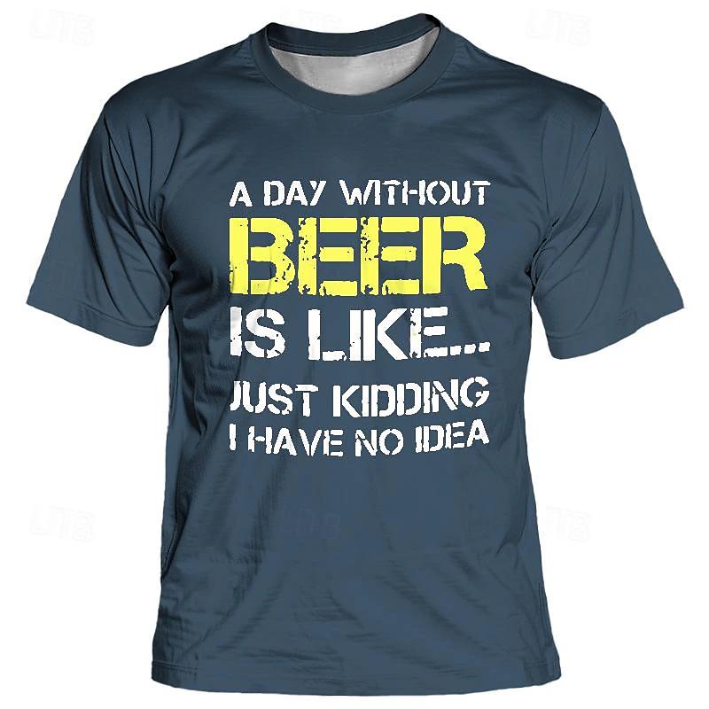 Summer Men's Clothes Fashion I Like Beer Graphic Short-sleeved T-shirt O-Neck Short Sleeve Tee Oversized Loose T-shirts Man