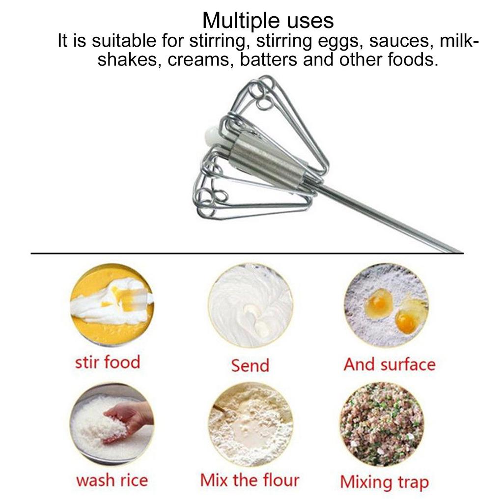 Egg Beater SemiAutomatic Stainless Steel Small Egg Whisk Hand Mixer for Kitchen Use(12in )