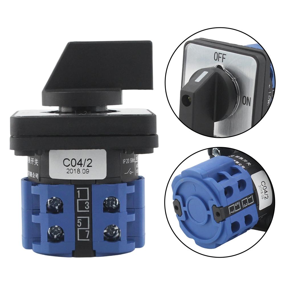 Rotary Cam Selector Changeover Switch 2 Positions 4 Terminals For LW26-20 Motor Control Plastics Black 48*48*30mm