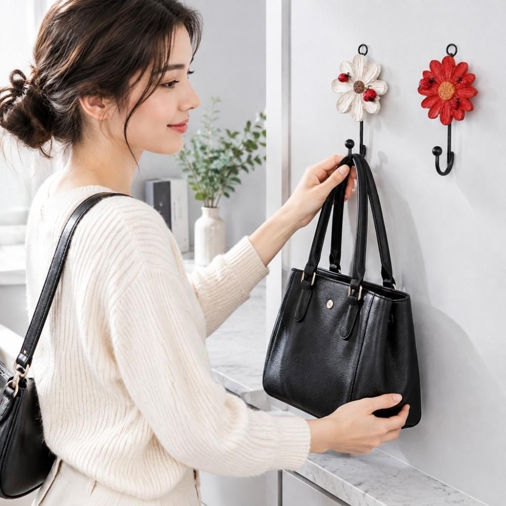 Wall Mounted Flower Shaped Hooks Versatile Use Clothes Hooks Cute Key Hooks Wall Decoration