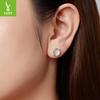 S925 Sterling Silver Symphony Stone Stud Earrings Ladies, French Romantic Court Four-Claw Stud Earrings