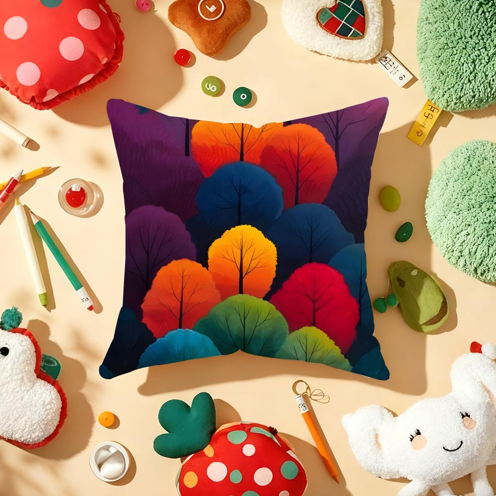 Tree Modern Art Cushion Cover Plush Fabric Soft DoubleSided Printed Sofa Warm Winter Home Gift Pillow Cover