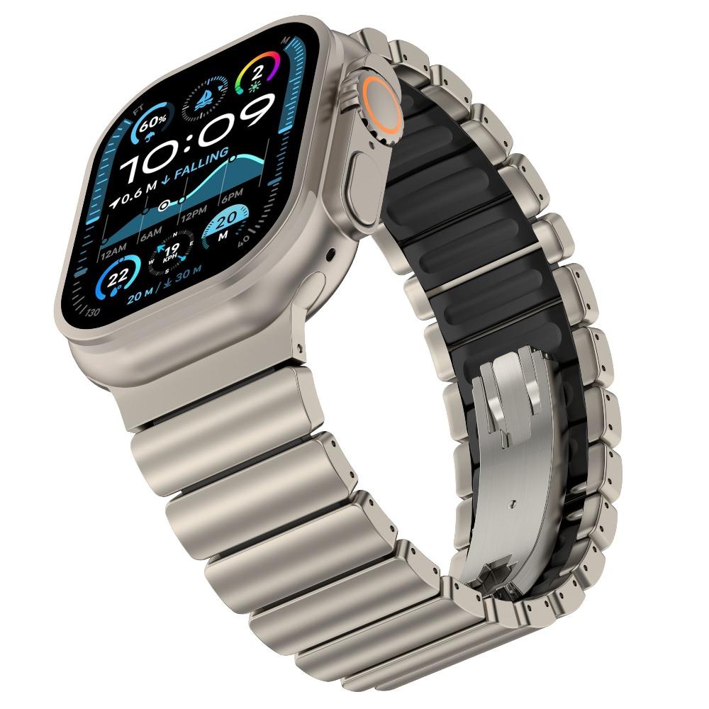 Cinturino per Apple Watch Ultra 3 49mm 46mm 45mm 44mm in Titanio+Gomma Braccialetto Metallico Per Iwatch Serie 11 10 9 8 7 6 5 SE Cinturino