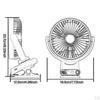 Portable Clip on Fan Desktop Adjustable Head Lightweight with Night Light Mini Desk for Golf
