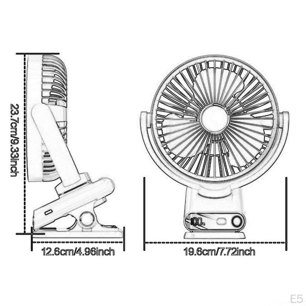 Portable Clip on Fan Desktop Adjustable Head Lightweight with Night Light Mini Desk for Golf