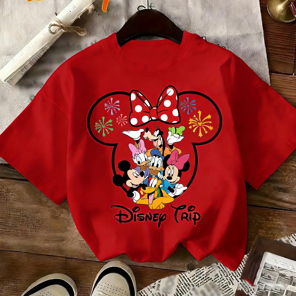 Summer Boys and Girls Clothing - Disney Mickey Mouse Fashion Cartoon Pattern T-Shirt - 100% Pure Cotton Short-Sleeved Shirt