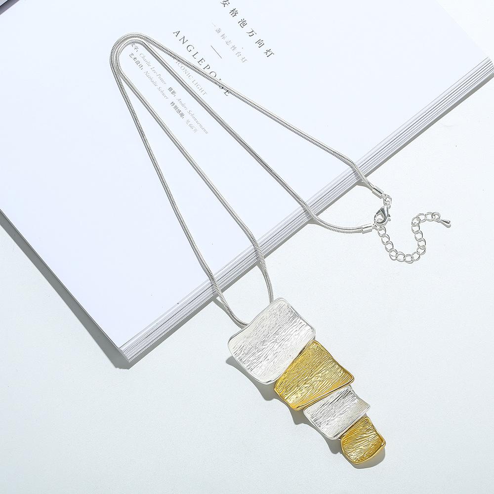 Sweater Chain Pendant Alloy Autumn And Winter Design Sense Square Jewelry Exaggerated Long Necklace