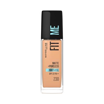 Fit Me Matte Poreless Liquid Foundation 230 Natural Buff 30ml Lightweight Oil Control SPF 22 Long Lasting Smooth Finish Makeup