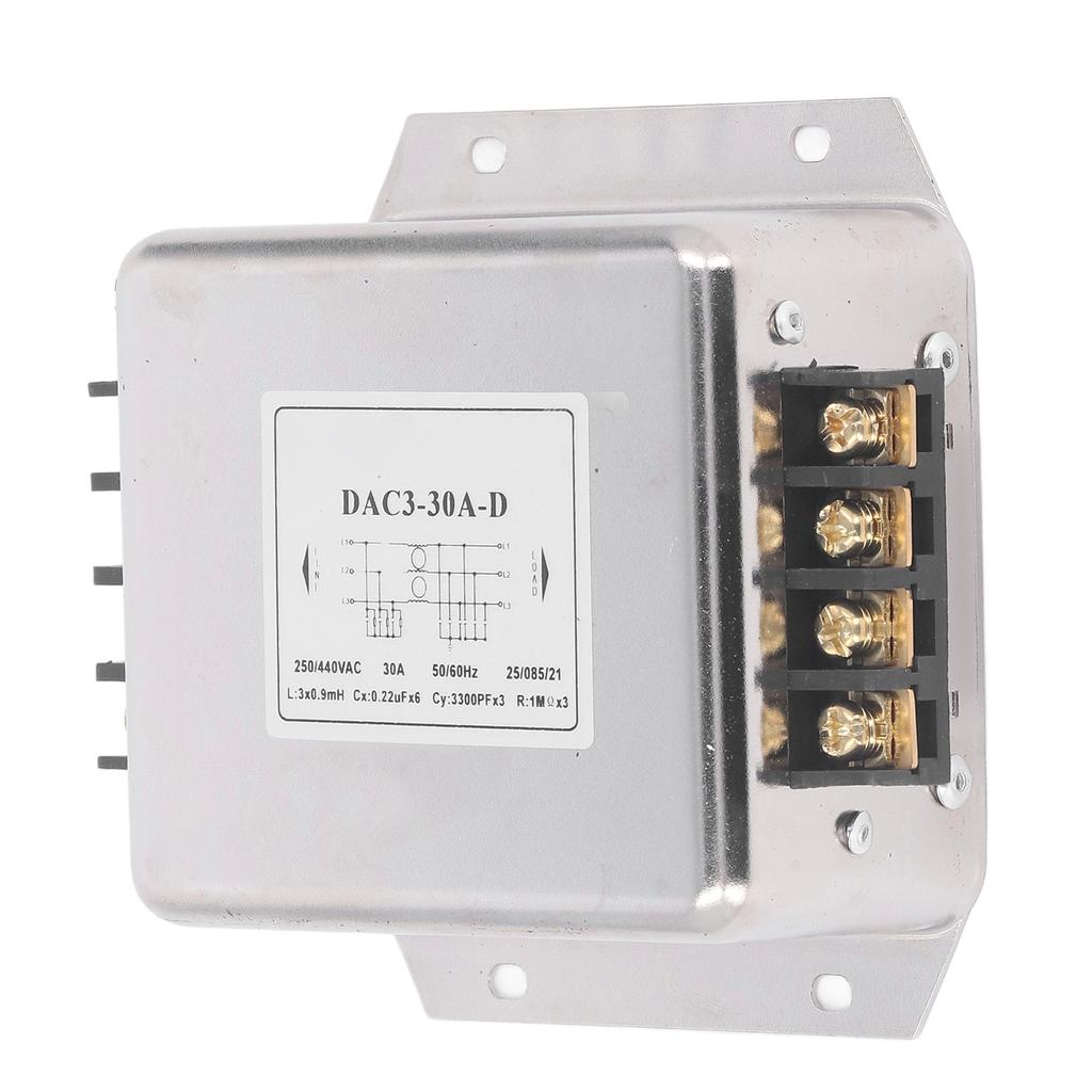 3 Phase 3 Wire Filter Terminal Block Power EMI Filter Noise Suppressor Filter AC250V 440V 50/60Hz
