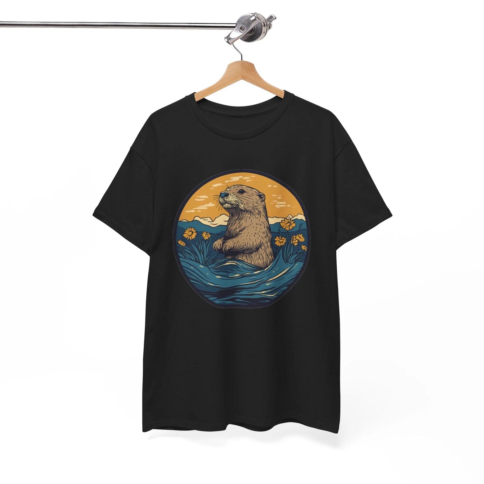 Otter Sunflower T-Shirt - Cute Floral Tee for Happy & Bright Personalities S