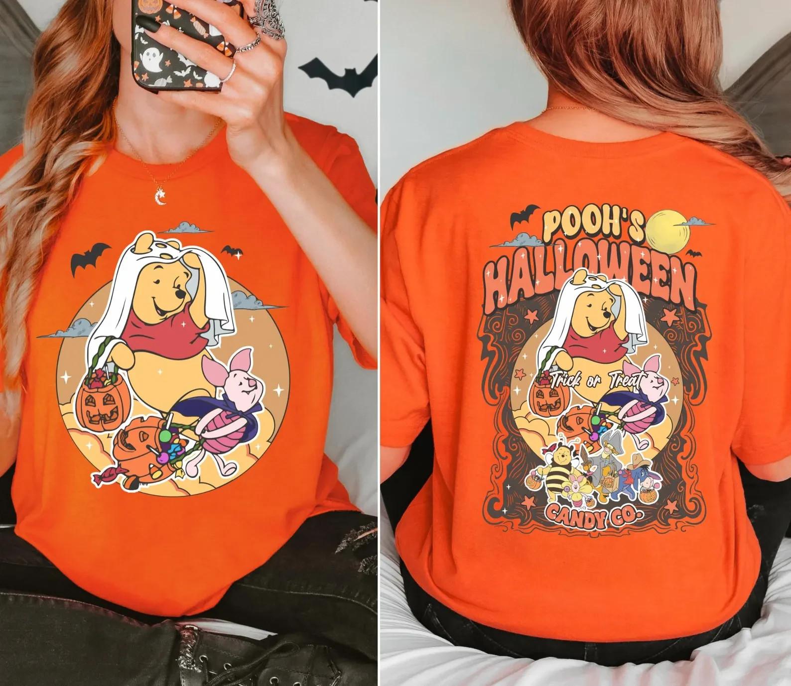Retro Cartoon Halloween Shirt Vintage Disney Spooky Season Tee Ghost Pumpkin S XL