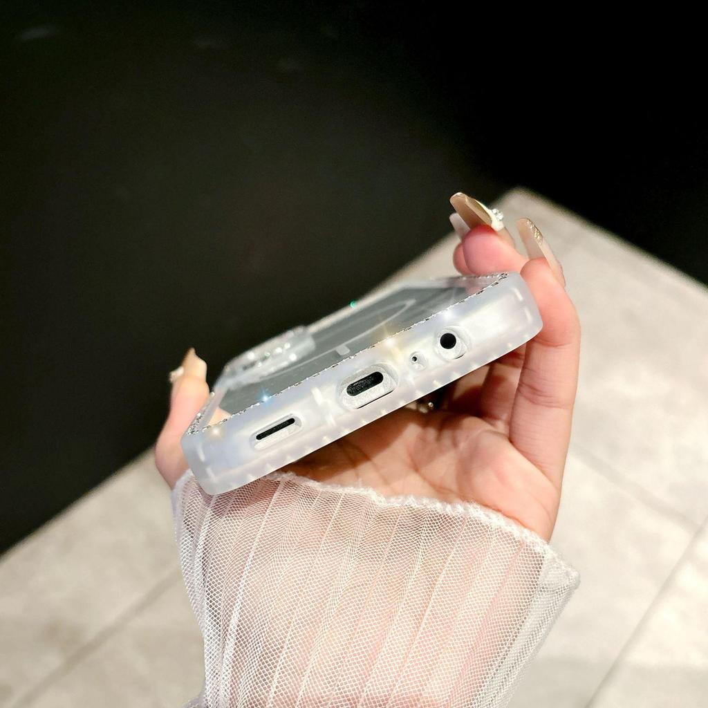 Luxury Diamond-Studded Magnetic Transparent Phone Case for S25ULTRA A56 A15 S24