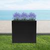 Large Rectangular Metal Planter Box with Removable Divider, Black Tall Indoor Outdoor Flower Pot for Garden Patio Balcony Decor