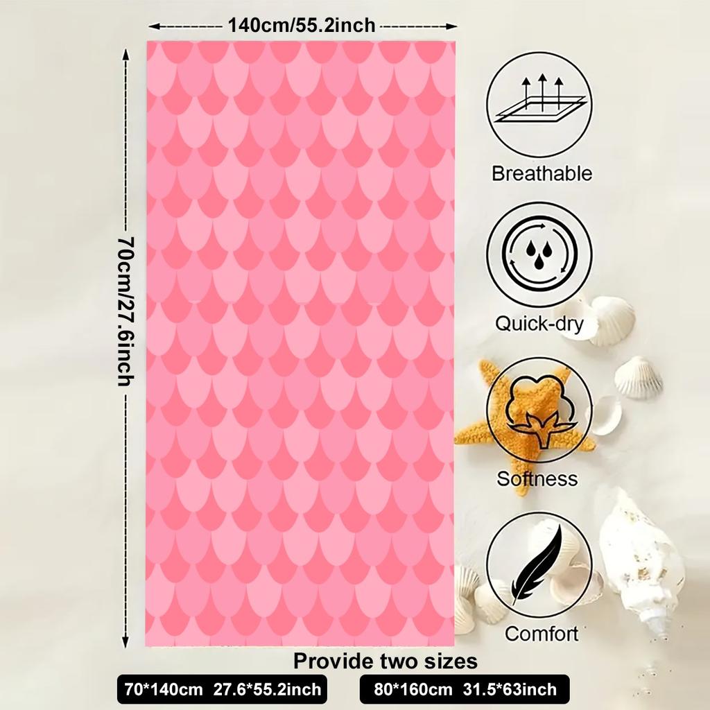 Fish Scale Mesh Beach Towel Large Microfiber Ultra-Soft Quick Dry Bath Towels For Swimming Yoga Lightweight Travel Camping