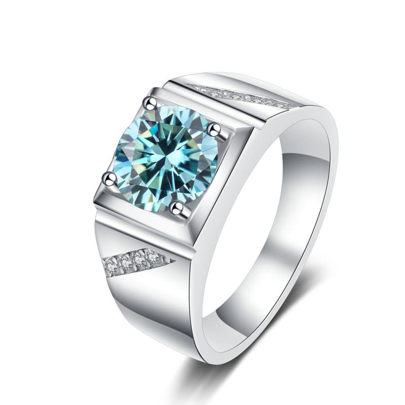 Reines Silber 925 Schmuck für Männer Luxus 1 Karat D Farbe Moissanite Ring S925 Einfache Trauringe Platin Beschichtung