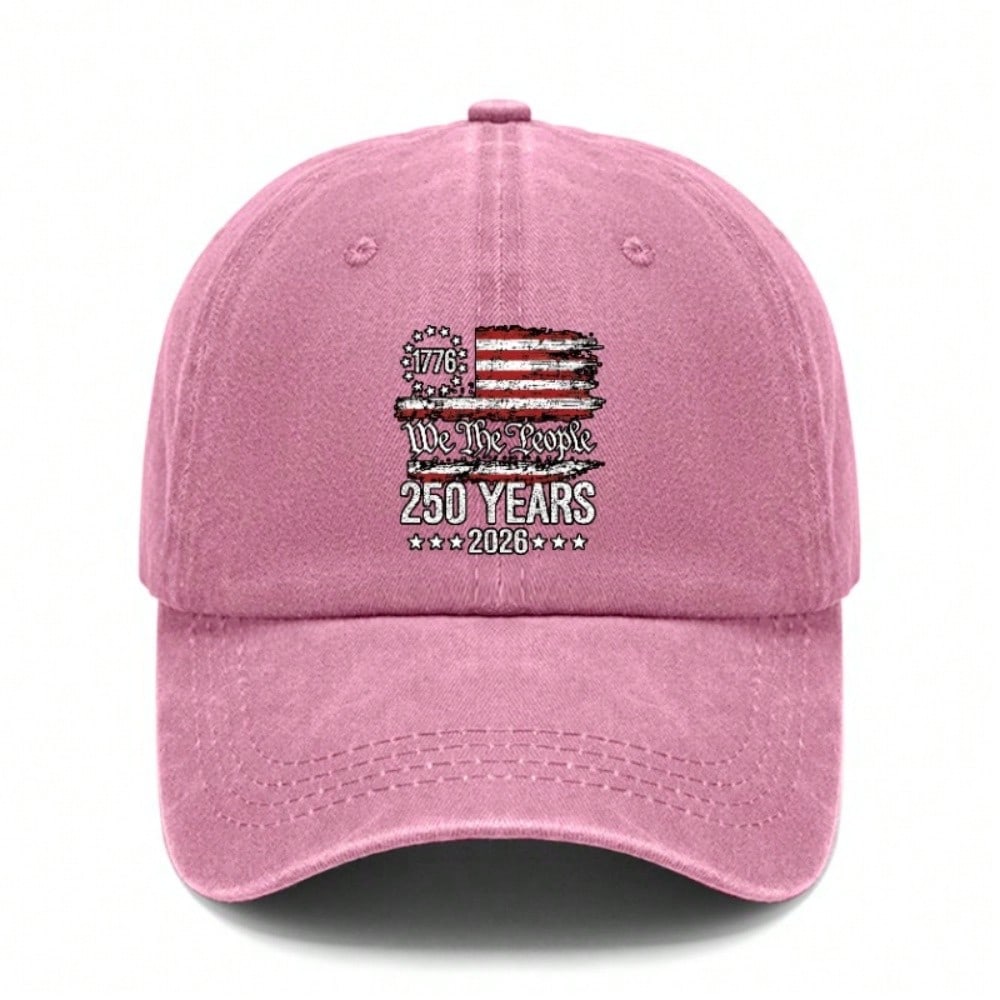Patriotic Baseball Hat - Vintage Washed Print 1776-2026 USA Flag Adjustable Sun Cap Unisex Casual Daily Wear Baseball Cap