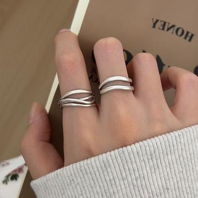 Women's Adjustable Double Layer Irregular Wave Ring