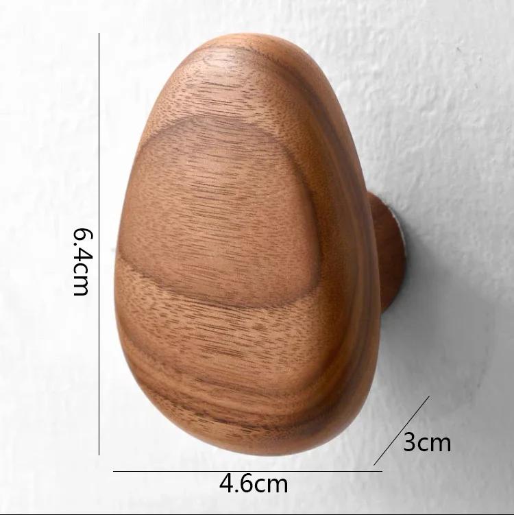 Solid Wood Hook Cabinet Handle Coat Hook Key Hooks Pebble Shaped Decorative Hooks Clothes Storage Rack Furniture Handles