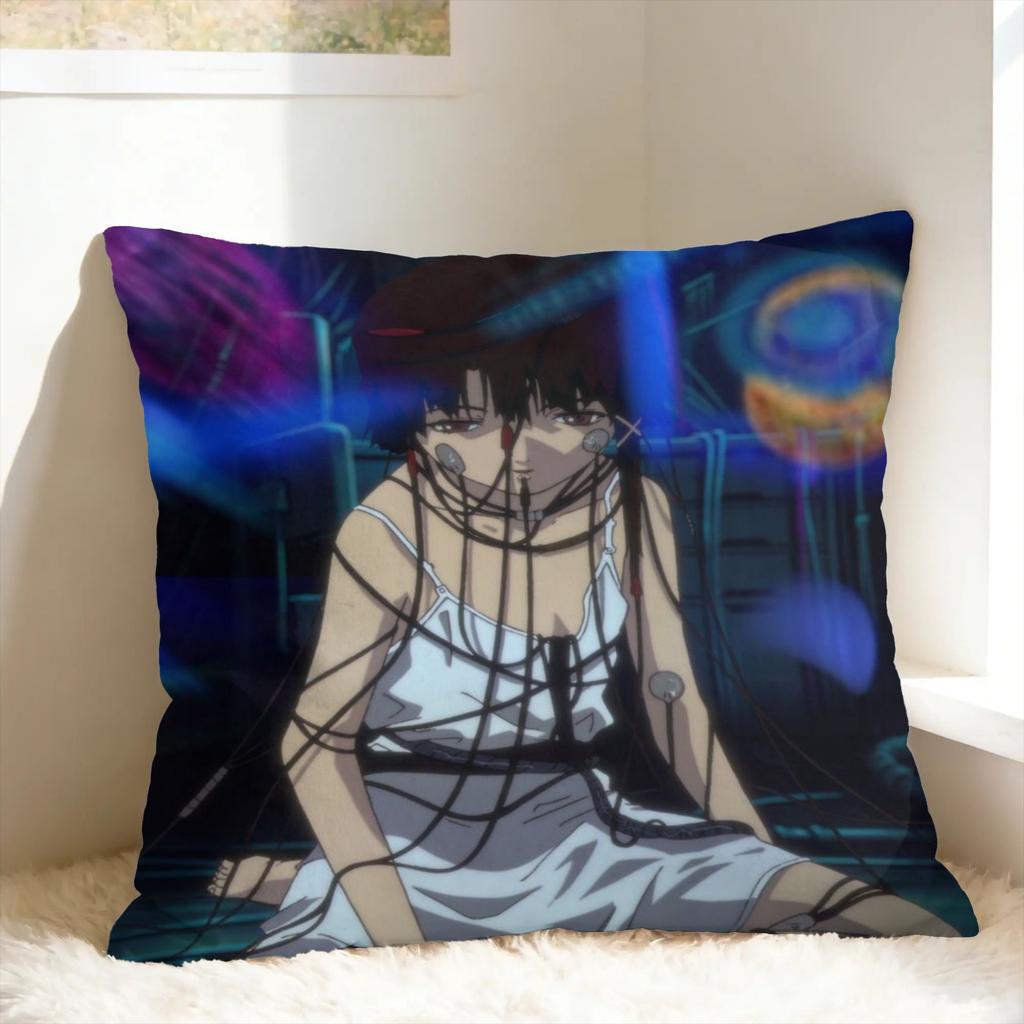 Anime Serial Experiments Lain Pillow Cover Retro Trendy Pillow Case For Sofa Home Decor Soft Cushion Cover Gift