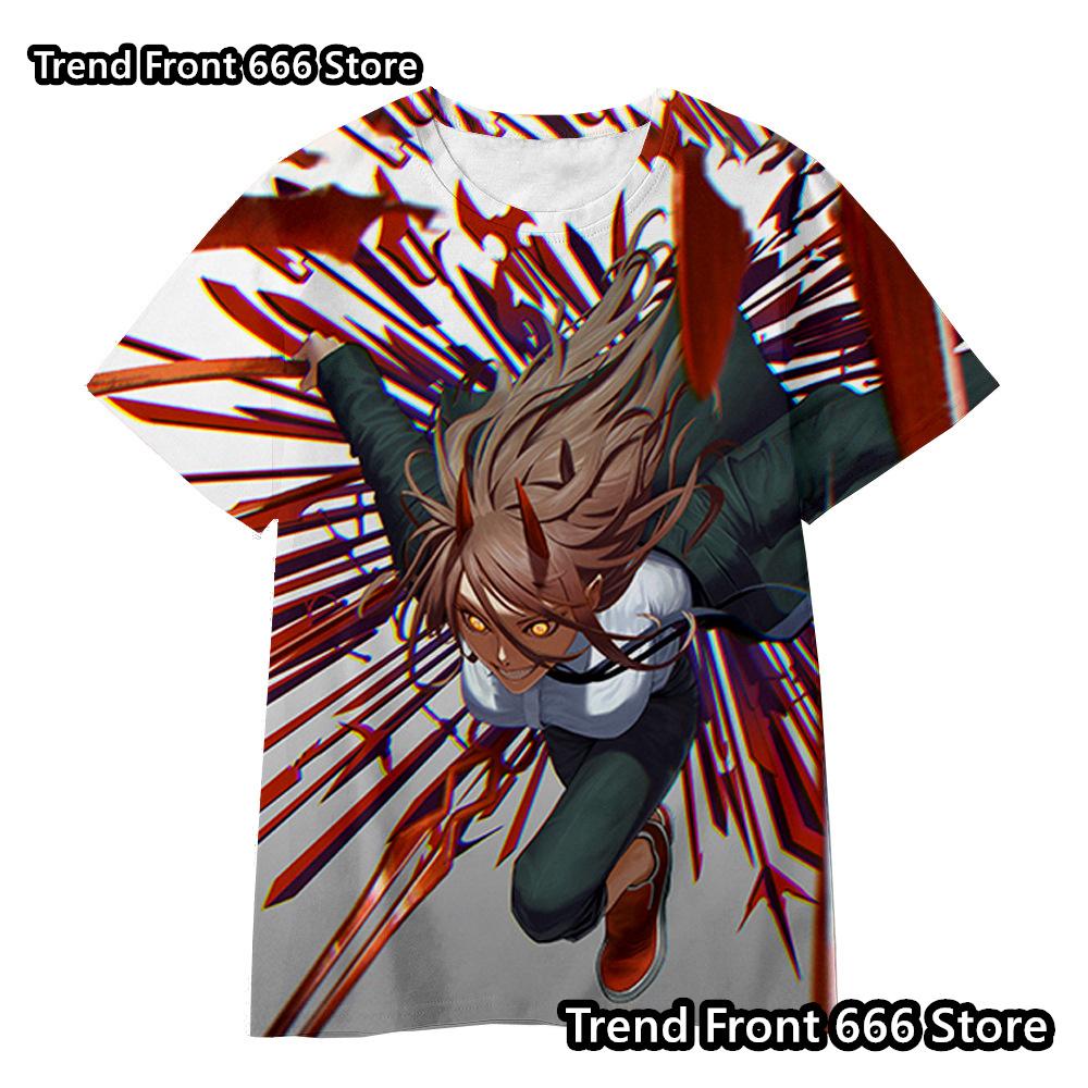 Chainsaw Man Anime 3d Prited Tops Boys Tshirt Girls Tshirts Children's Short Sleeve T-shirt Child Casual Clothes 4-14 Years