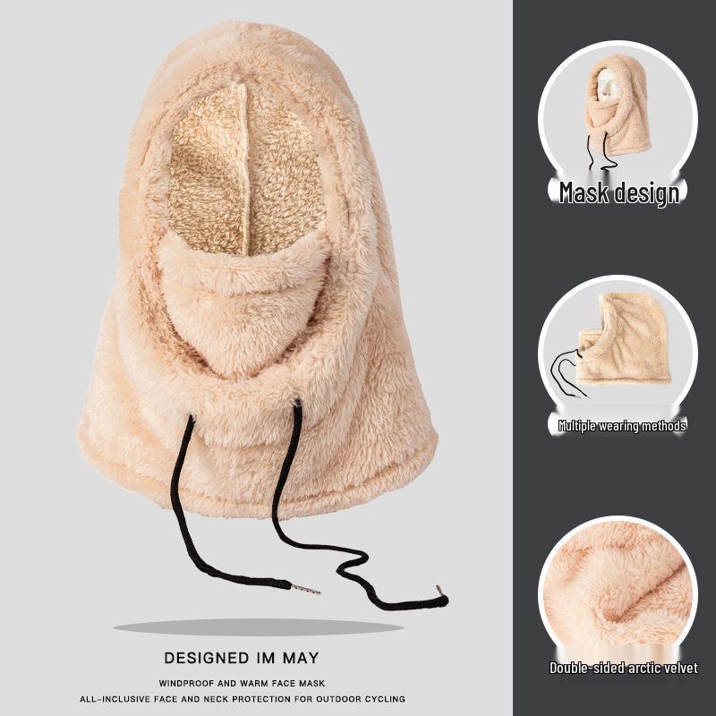 

Windproof Winter Cycling Cap with Arctic Fleece: Warm Hat & Neck Gaiter for Cold Protection One Size пшеничний