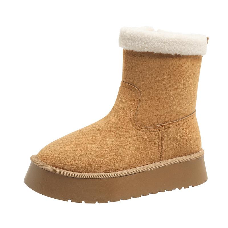 

Универсальные теплые зимние ботинки на толстой подошве для женщин, новые ретро-ботинки на толстом хлопковом подкладе, пушистые короткие ботинки 40 малиновый