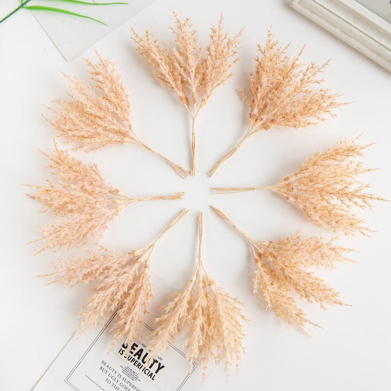 A Bundle(6pcs) Artificial Plants Golden Silvery Fake Branch Christmas Tree Wreaths Home Box Accessories Wedding Arch Decorations