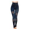 Women's Stretchy Skinny Print Jeggings Lmitation Jeans Seamless Ninth Pants