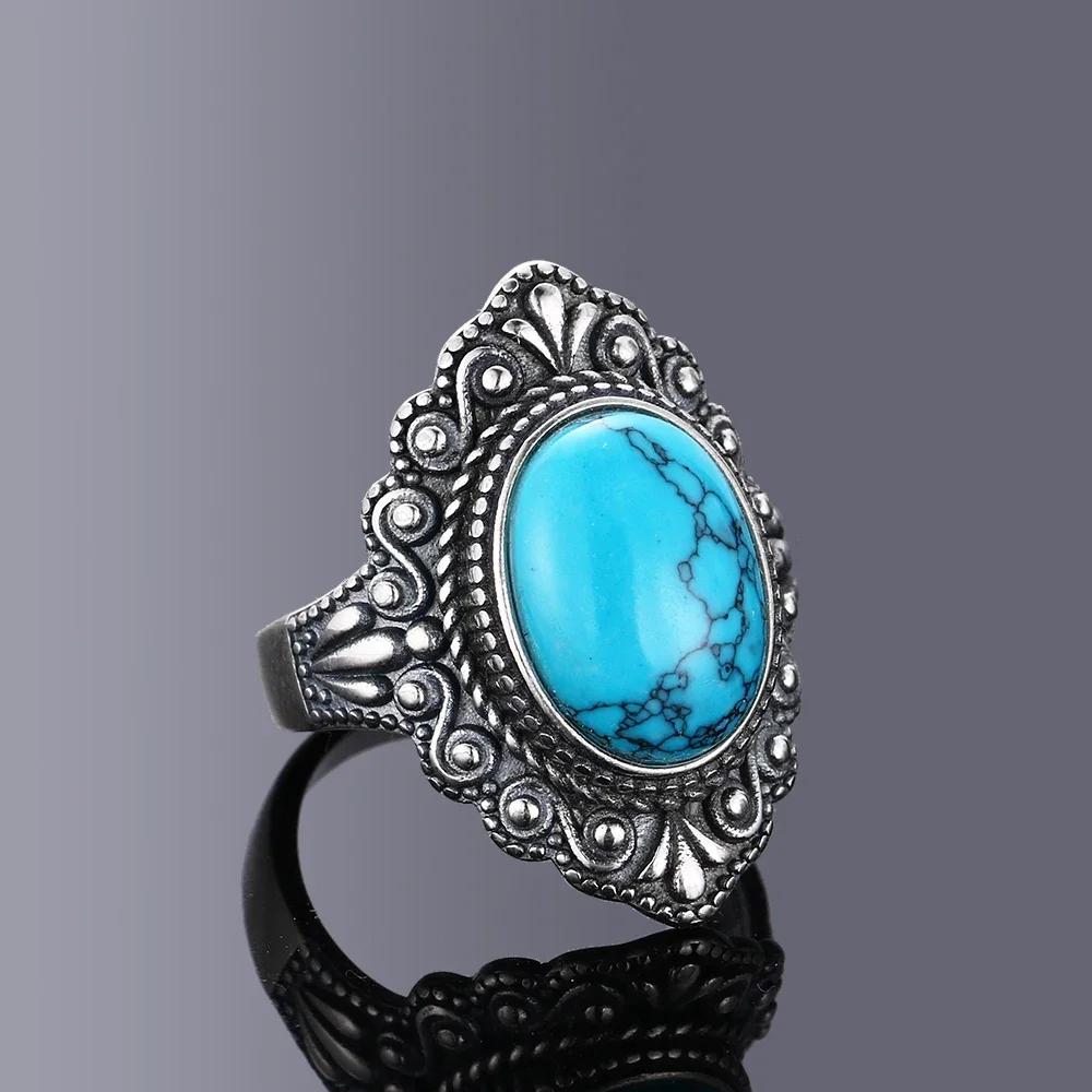 Vintage Style Moonstone Women Men's Ring, Silver-Plated Carved Pattern Oval Gemstone Ring, Retro Statement Finger Jewelry Gifts