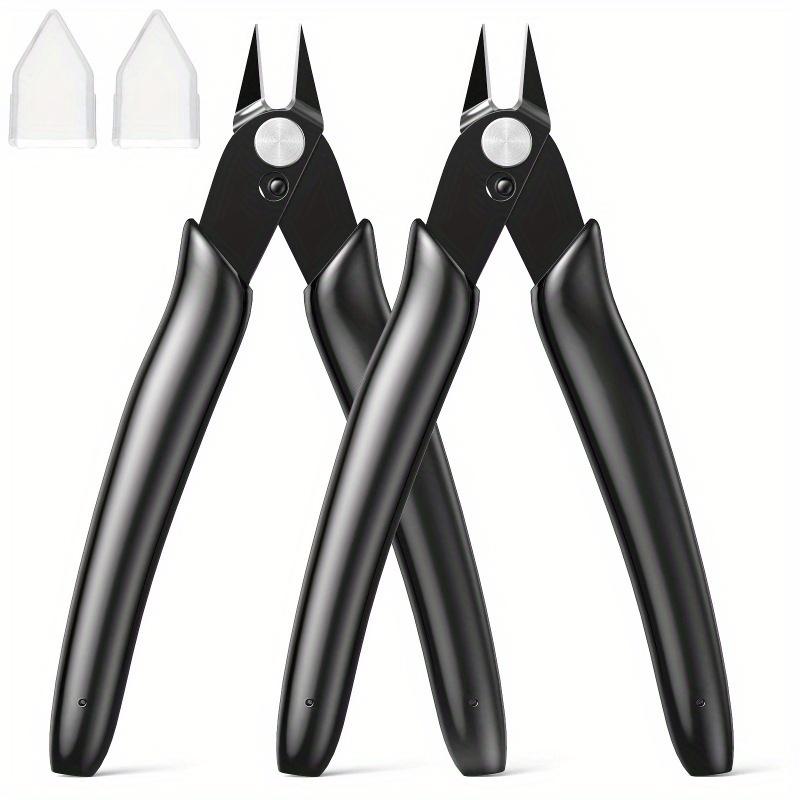 2pcs Precision Flush Cut Nippers - 5" Stainless Steel Wire Cutters with Black Plastic Handles for Jewelry, 3D Printing & Zip Tie Removal