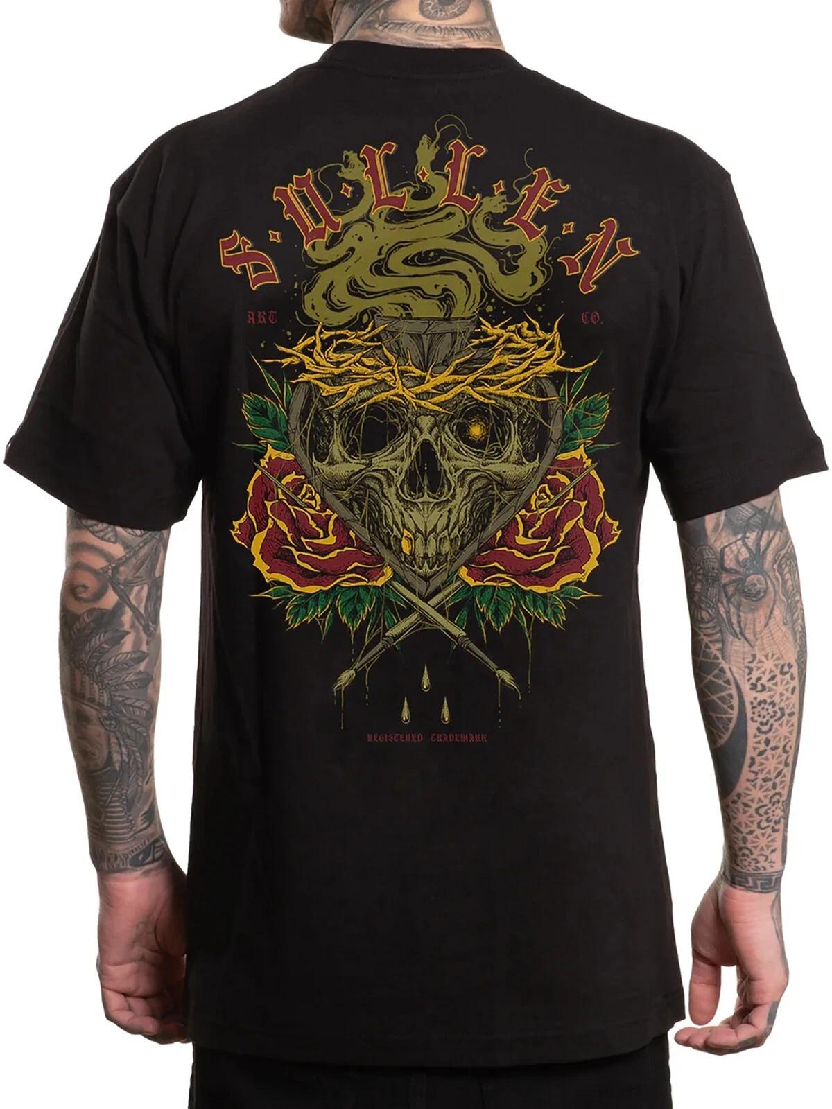 

Sullen Men s Sanctified Short Sleeve Standard T-shirt Tattoo Style Art Skull Tee 4XL