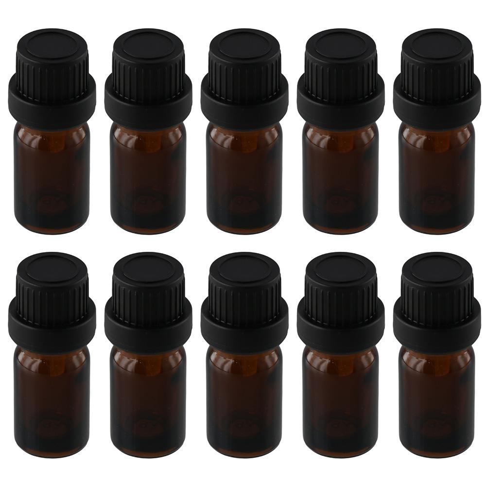 

10 шт. маленькие бутылки для образцов объемом 5 мл, круглый пустой контейнер, портативные флаконы из янтарного стекла с эфирным маслом