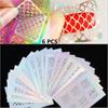 6Pcs Nail Art Vinyls Nagel Schablonen Sticker Irregulär Muster Stencil Stickers random